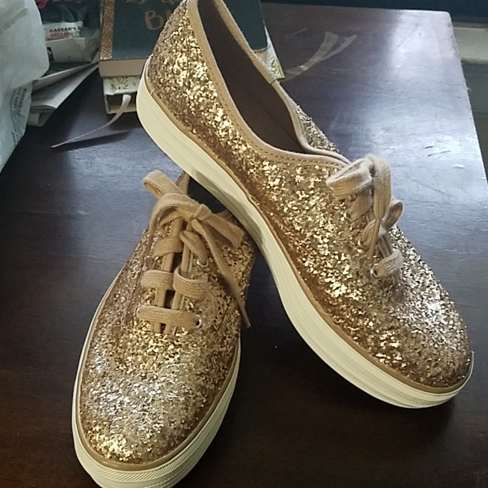 Triple Glitter Platform NWOT Rose Gold Keds